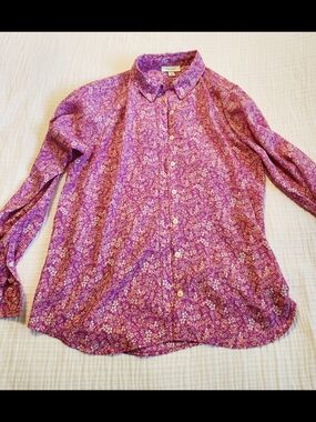 Women's Pink Floral Button-Up Blouse